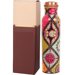 Sleek Pure Copper Water <b>Bottle</b> Plain Smooth Finish Metallic Hydration <b>Flask</b> with Luxury Gift Box Packaging - Product Image 3