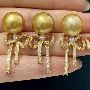 Pendientes de Perlas Fabricadas con Plata de Ley S925 y Oro Natural, Estilo de Lujo Ligero, Caja de Regalo, Venta al por Mayor - Product Image 3