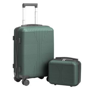 Set di Valigie da 20 Pollici alla Moda in PP Verde Scuro 2-in-1 con Cerniera Senza TSA per Viaggiatori - Product Image 1