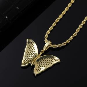 Nuevo colgante de mariposa estilo hip hop moderno, chapado en oro de plata de ley 925 con moissanita, para mujer. - Product Image 2