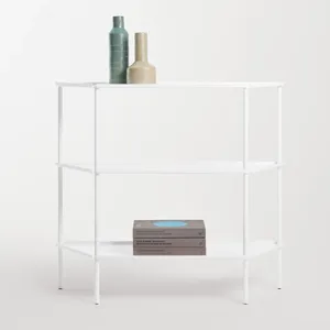 Minimalist White Metal Storage Rack Three-Layer <b>Standing</b> Type for Living Room Sundries Organization Lightweight Design - Product Image 5