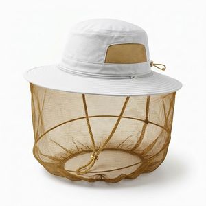 Sombrero de Apicultura con Malla Protectora Facial Transpirable y Ventilada, Protección Contra Abejas, Uso en Exteriores, Color Blanco y Bronceado, Ajuste Regular, ROPA, CUERO - Product Image 1