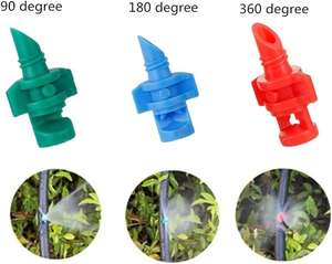 Boquilla de pulverización de plástico roscada de alta calidad para riego de jardín, con ángulos de 90, 180 y 360 grados, de salida de fábrica, cabezal de pulverización de refracción simple - Product Image 1