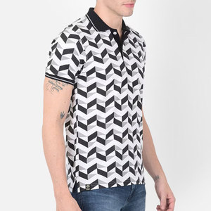 Camiseta Polo de Manga Corta para Hombre con Estampado Geométrico, Informal, Transpirable, de Poliéster Tejido, Corte Regular - Product Image 2