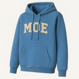 Sweat-shirt à capuche tendance streetwear entièrement orné de strass, logo personnalisé effet vieilli, coton 400+ GSM, fabrication OEM de vêtements - Product Image 1