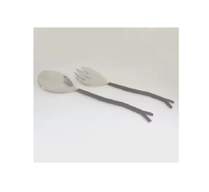 Nouveau design d'ustensiles de cuisine en acier miroir avec poignée en bois pour servir la salade à manger - Product Image 6