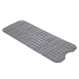 Tappetino Antiscivolo per Vasca da Bagno 39 x 16 Pollici, Grigio, in PVC, con Ventose e Fori di Drenaggio, Modello RT - Product Image 1