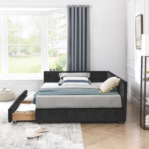 Struttura letto matrimoniale trapuntata con schienale e braccioli confortevoli, letto divano imbottito per camera da letto - Product Image 3