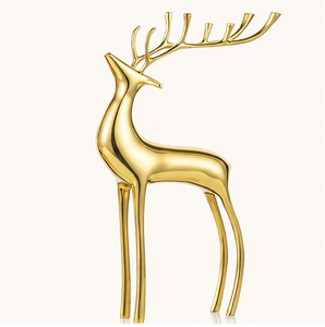 Modern Gold Metal Reindeer Sculpture Elegant Metal Standing Deer Statue for <b>Christmas</b> Tabletop Centerpiece & Holiday Home Decor - Product Image 3