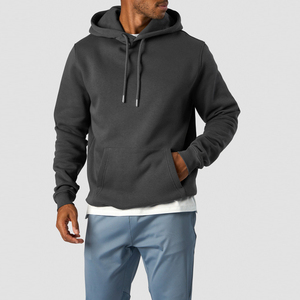 Sudadera con Capucha para Hombre, Color Gris Oscuro, Corte Regular, con Bolsillo Delantero, Estilo Casual de Invierno, 100% Algodón, Bordada - Product Image 1