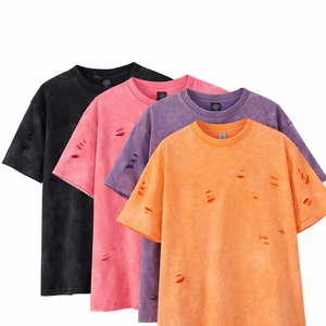 Camiseta unisex con lavado ácido, logotipo personalizado, venta al por mayor, transpirable, estilo vintage, lavado ácido, oversize, duradera, lisa, para mujer - Product Image 2