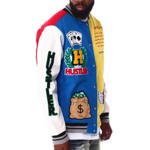 Bombardero de béisbol personalizado para hombres con bordado de chenilla de alta calidad de fabricante OEM Letterman Crop Leather Varsity Winter - Product Image 2