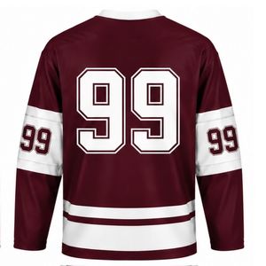 Maillot de hockey sur glace bordeaux pour hommes, manches longues, en polyester, pour sports d'équipe, entraînement et performance - Product Image 2