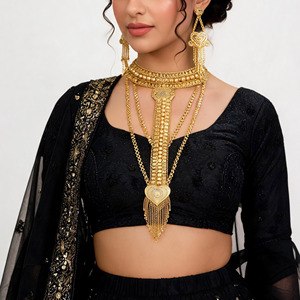 Wholesale Heavy 14K18K24K Gold Plated Dubai Style Bridal Set Multi-Layered Heart Pendant Set Turkish African Arabian Jewelry Set - Product Image 2