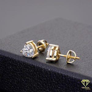 Premium 925 Sterling Silver Moissanite <b>Diamond</b> Solitaire Stud <b>Earrings</b> With Brilliant Round Stone Look For Retailers - Product Image 3