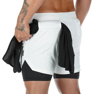 Shorts de sport pour hommes en coton noir, décontractés et unis, de haute qualité, avec logo personnalisé, vente en gros - Product Image 2