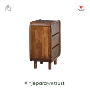 Scandinavian Style Indonesian Solid Teak Wood Handmade 3-<b>Drawer</b> Eco-Friendly Modern Bedroom Nightstand Premium - Product Image 4