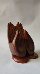 Handcrafted Wooden Knife Holder Block Hand Shape Design Kitchen Knife Stand Organizer Countertop Storage <b>Rustic</b> <b>Decor</b> - Product Image 3