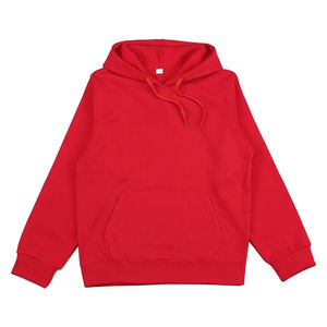 Sweat-shirt à capuche unisexe surdimensionné en molleton de coton rouge vierge avec poche kangourou, personnalisable en gros, fournisseur d'usine - Product Image 1