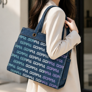 Nuevo Bolso de Hombro de Mezclilla Estilo Coreano Retro para Mujer, de Gran Capacidad, con Diseño de Organizador con Múltiples Bolsillos, Nuevo Bolso Tote de Mezclilla - Product Image 1