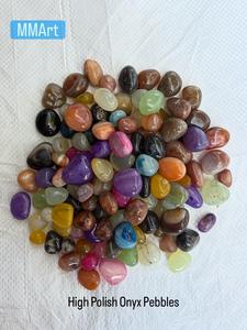 Multicolor Onyx Pebbles Polished High Gloss Decorative Pebbles for Indoor & Outdoor Landscaping and Vase Fillers - Product Image 1