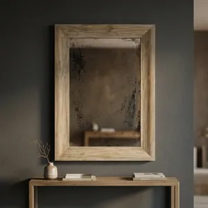 Wooden <b>Rectangle</b> <b>Mirror</b> Frame Rustic Natural Wood <b>Wall</b> Mounted Decorative <b>Mirror</b> for Bedroom Living Room Hallway - Product Image 5