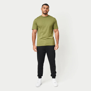 Camiseta de Algodón Lisa Verde Oliva para Hombre, Manga Corta, Cuello Redondo, Corte Regular, Estilo Casual, Tejido Jersey, Color Sólido, para Verano - Product Image 5