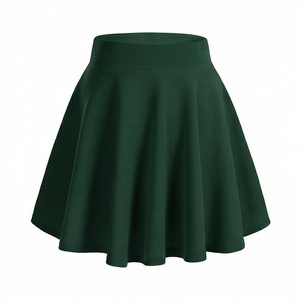 Jupe courte plissée unie pour femme, taille élastique, en polyester, taille haute, décontractée, pour toutes les saisons - Product Image 1