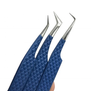 Échantillon gratuit Logo personnalisé 45 pince à épiler à pointe en fibre en forme de L à 90 degrés pince à épiler extension de cils volume pince à épiler - Product Image 1