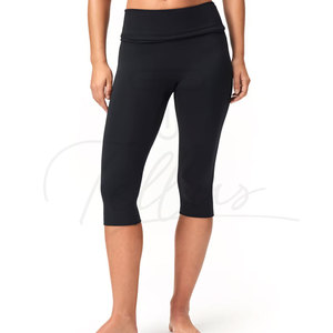 Shorts Capri sans coutures pour femme, noir uni, longueur genou, extensibles dans quatre directions, en Spandex et Nylon, séchage rapide, effet ventre plat - Product Image 2