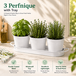 PERFNIQUE Large Indoor/Outdoor Herb Garden Planter Powder Coated Metal Window Pots Windowsill Tray Durable <b>Lightweight</b> Drainage - Product Image 5