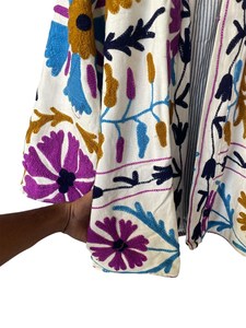 Women's Eco-Friendly Breathable 100% Cotton Anti-Wrinkle Quick-Dry Quilted <b>Kantha</b> Sanganeri Jaipuri Digital Printed <b>Jacket</b> - Product Image 2