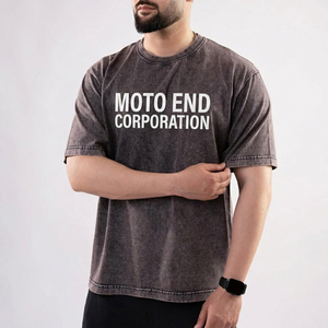 T-shirt à manches courtes pour homme Moto End Corporation, col rond, coupe classique, jersey de coton, imprimé lettres, style décontracté - Product Image 6