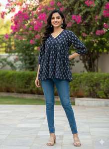 Nouveauté tendance : Ensemble tunique et bracelet en coton de qualité supérieure avec motif imprimé – Fournisseur de vêtements ethniques de Surat - Product Image 5