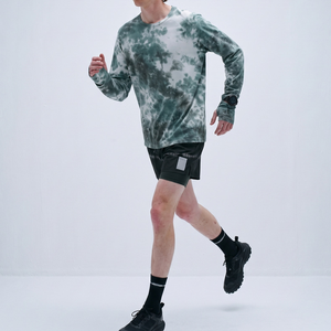 <b>Men's</b> <b>Long</b> <b>Sleeve</b> O-Neck Tie Dye Knitted T-<b>Shirt</b> Plus Size Casual Green <b>White</b> Patterned Top - Product Image 5