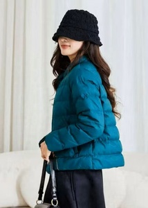 EVER GLOW Women's <b>Blue</b> Quilted Jacket Breathable <b>Canvas</b> Winter Puffer Coat Full Sleeve Polyester Nylon Lining - Product Image 2