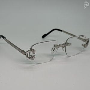 Gafas de sol de lujo de plata con diamantes de moissanita VVS, con puente y adornos, para un estilo moderno y unisex de hip hop. - Product Image 4