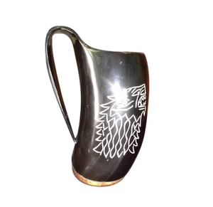 Mug artisanal en corne naturelle pour bière et café |   Mug à boire artisanal de style viking rustique pour bar et maison - Product Image 3