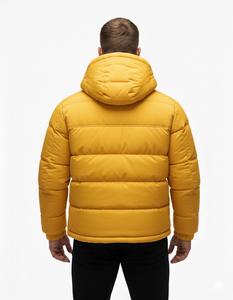 Veste matelassée jaune à capuche pour homme, épaisse et chaude, style décontracté, imperméable et écologique, avec fermeture éclair, idéale pour l'extérieur. - Product Image 3