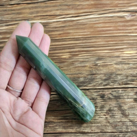 Bâton de massage artisanal en pierre de jade verte, cristal facetté, quartz naturel, agate rose, style chakra, artisanat en pierres semi-précieuses, guérison
