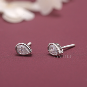 IGI Certified Lab Grown Diamond Pear Bezel Stud <b>Earrings</b> Solid 925 Sterling Silver Pear Cut Screw <b>Back</b> Diamond <b>Earrings</b> - Product Image 4