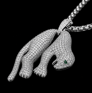 Pendentif animal panthère Hip Hop en argent sterling 925 avec diamants CVD brillants cultivés en laboratoire, bijoux fins - Product Image 3