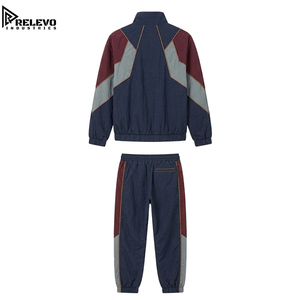Ensemble coupe-vent pour homme de haute qualité OEM, bleu marine, bordeaux et gris, veste athlétique à fermeture éclair intégrale et pantalon de jogging, vêtements de sport décontractés - Product Image 2