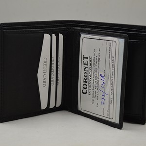 <b>Men's</b> Genuine Leather Bifold <b>Wallet</b> Minimalist Short Length Multi-Card Holder Fold Closure <b>Black</b> - Product Image 6