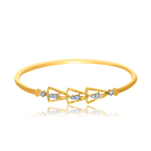 Bracelet jonc en or jaune avec diamants ronds brillants cultivés en laboratoire, design minimaliste pour femme, à porter au quotidien - Product Image 1
