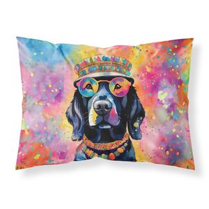 Noir Labrador Hippie Dawg oeuvre décorative taie d'oreiller léger et Super doux facile d'entretien taille Standard housse de coussin - Product Image 1