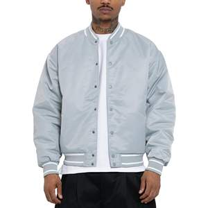 Chaquetas Varsity de Satén Estilo Bomber, Transpirables, de Invierno, con Mangas de Cuero, Personalizadas, para Hombre, en Oferta - Product Image 1