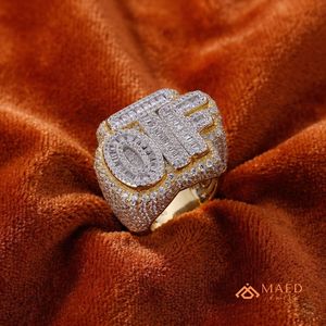 <b>Mens</b> Gold Tone Moissanite Letter <b>Ring</b> Luxury Hip Hop Statement Jewelry <b>for</b> Wedding Engagement Gift Stylish - Product Image 3