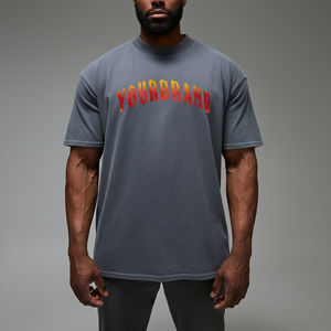 T-shirts formels tricotés pour hommes en gros, 50 % coton 50 % polyester, logo personnalisé sérigraphié, couleur unie, coupe classique, manches courtes - Product Image 1