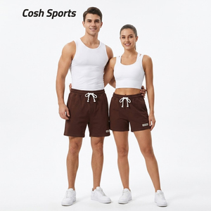 Fabricant OEM/ODM de shorts décontractés marron uni avec logo personnalisé – Vêtements de sport et de détente confortables en molleton - Product Image 1